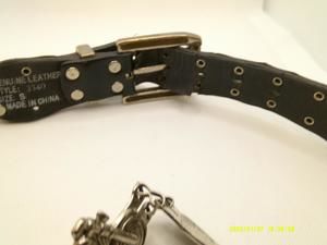 Harley Davidson Chrome metal motorcycle link belt with black leather ends 3340